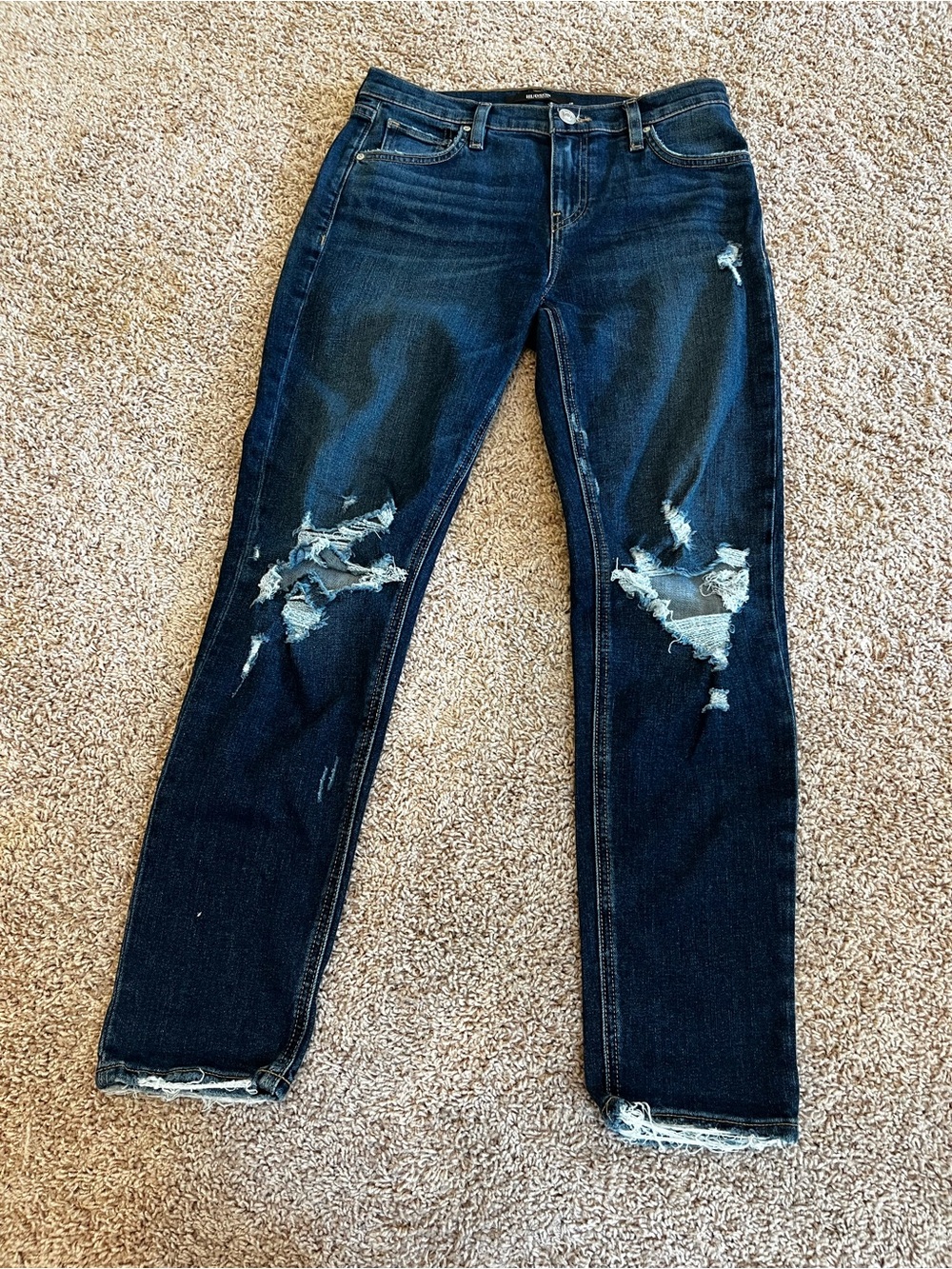 Hudson Lana Boyfriend Size 26 Dark Blue Ripped Jeans